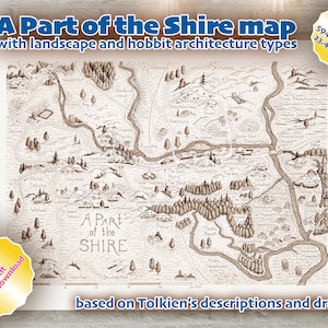 A Part of the Shire Detailkarte PDF A1 Größe in hellbraunem Farbverlauf