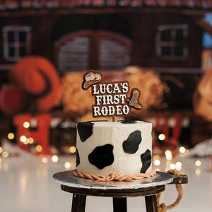 Personalized First Rodeo Themed Acrylic Cake Topper | First Toddler Birthday | Cowgirl |Cowboy |Western Party Theme Decor |First Rodeo Decor