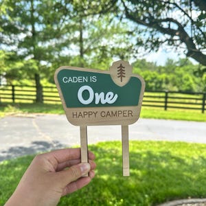 ONE Happy Camper First Birthday Cake Topper | National Park Party | 1st Birthday Party Decorations |ONE Cake Topper|Personalized Cake Topper