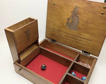 WIZARD mag dice box . Fabulous organizer for games and storage. The dragons are resting. RPG dice tray dragons, dice box.
