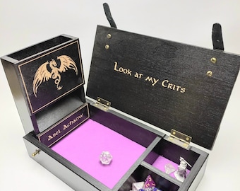 Dice tray Dungeons Yggdrasil black box Celtic Dragon dice box RPG box Dragons Dice Tray rpg Personalized dice storage