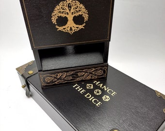 Set Black dice tray and dice tower dice box Dragons Dice Tray legend box Personalized dice storage Dice tray Dice tray dnd critical role