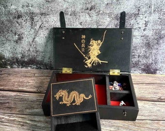 DnD Vault for Dice in Burn Old Wood Style, Personalized Dice Box Storage, DnD Dice Case, Custom Dice Rollitng Tray and Vault Dice Tower