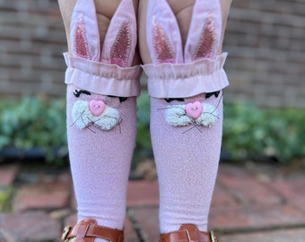 Pink Bunny Knee high socks