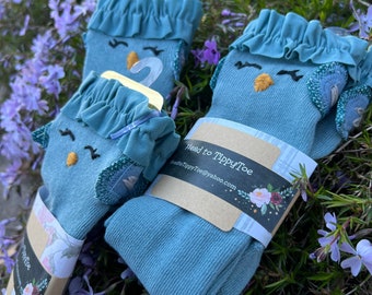 Blue bird knee high socks