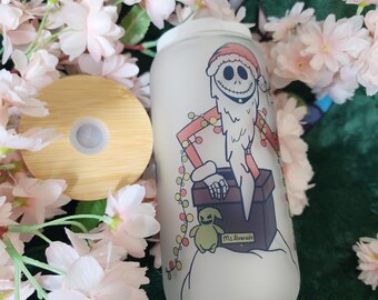 Christmas Glass Tumbler - Santa Jack Skellington - Santa - Christmas Gift