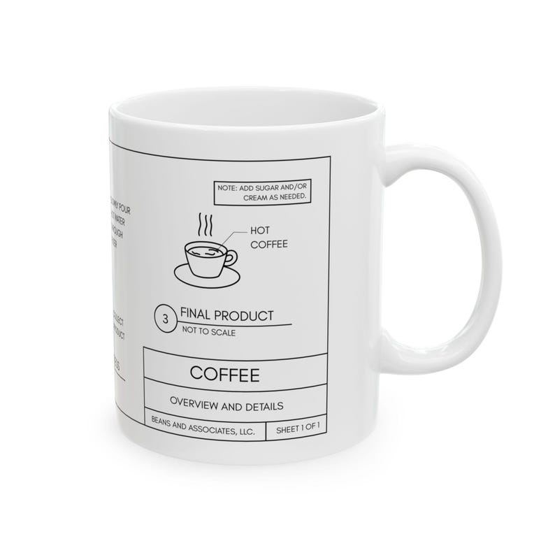 Funny Engineer Mug Gift, Coffee Blueprint Mug, Gifts for Engineers, Engineering Dad Gift, Architects Gift, Civil Engineer, Gift Dad Engineer image 6