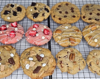 Variety Box Cookies, Soft & Chewy Cookies, Fresh Baked Cookies, Giant Cookies, Quarter Pound Cookies, Homemade Cookies,4 oz Cookies