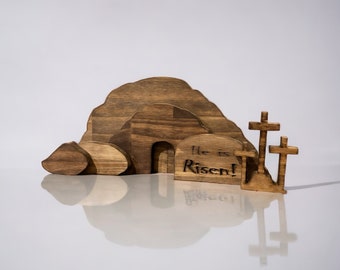 Empty Tomb Display Wood set Easter decor, Christian resurrection scene, wooden Easter Decor Bundle kit, Homemade Religious Decor for Easter