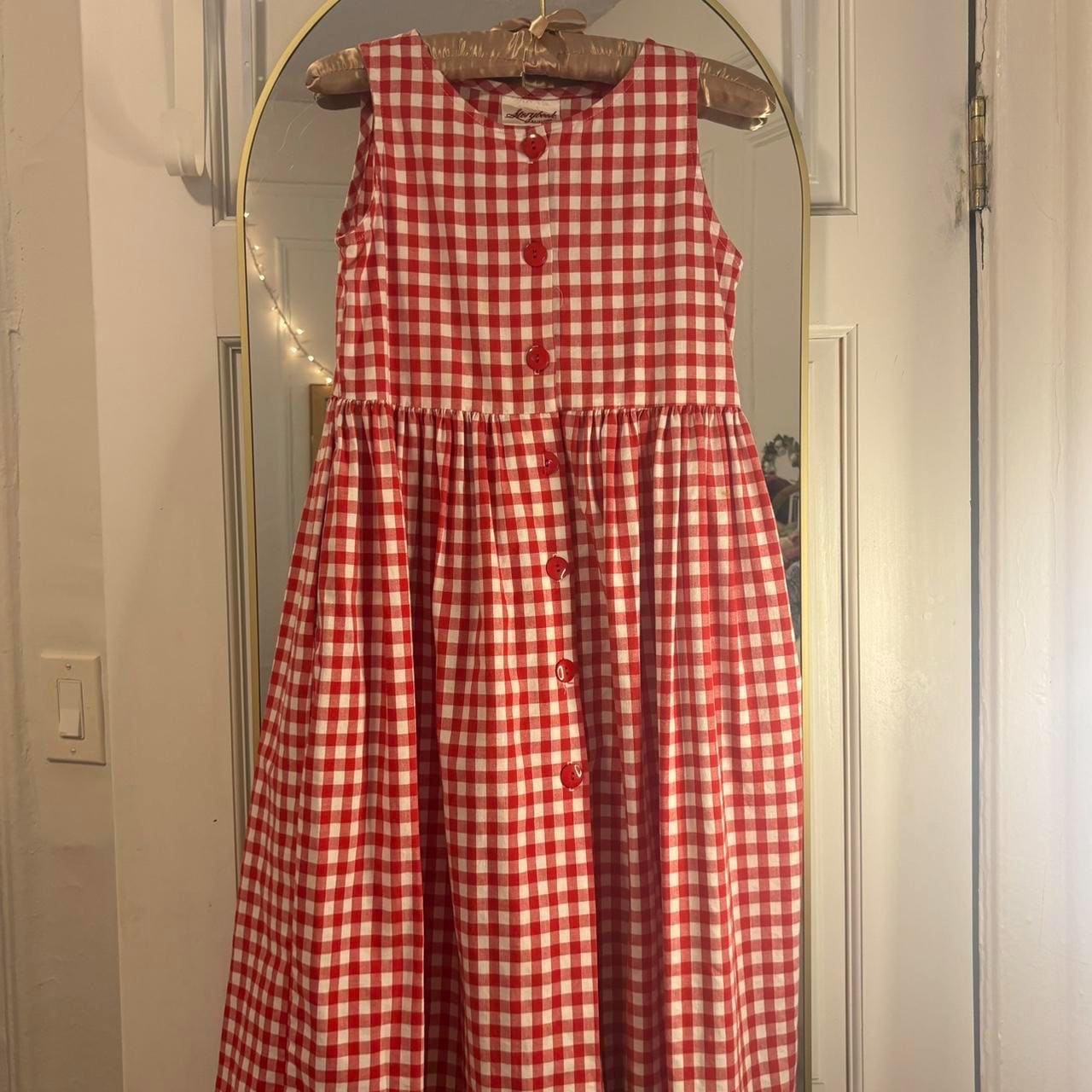 old navy red gingham dress Old Navy Orange Checkered Gingham Fall Photos Dress Baby Girl 3 6 3-6  Months