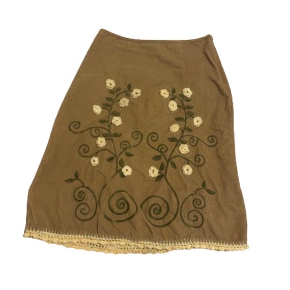 Y2K Vintage Fairycore Embroidered Corduroy Skirt - image 1