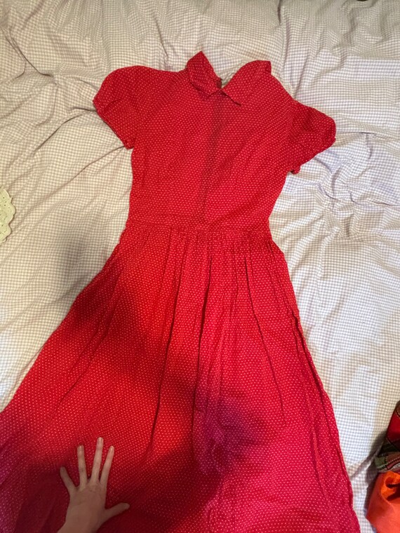 1950’s Red Polka Dot Dress - image 2
