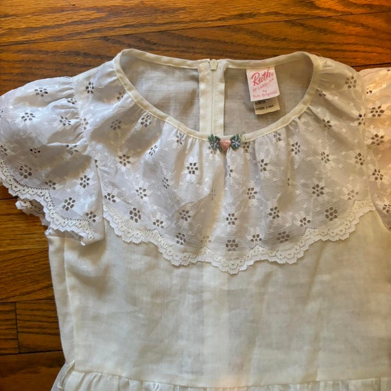 1970’s White Lace Prairie Dress Girls Size 10 - image 2