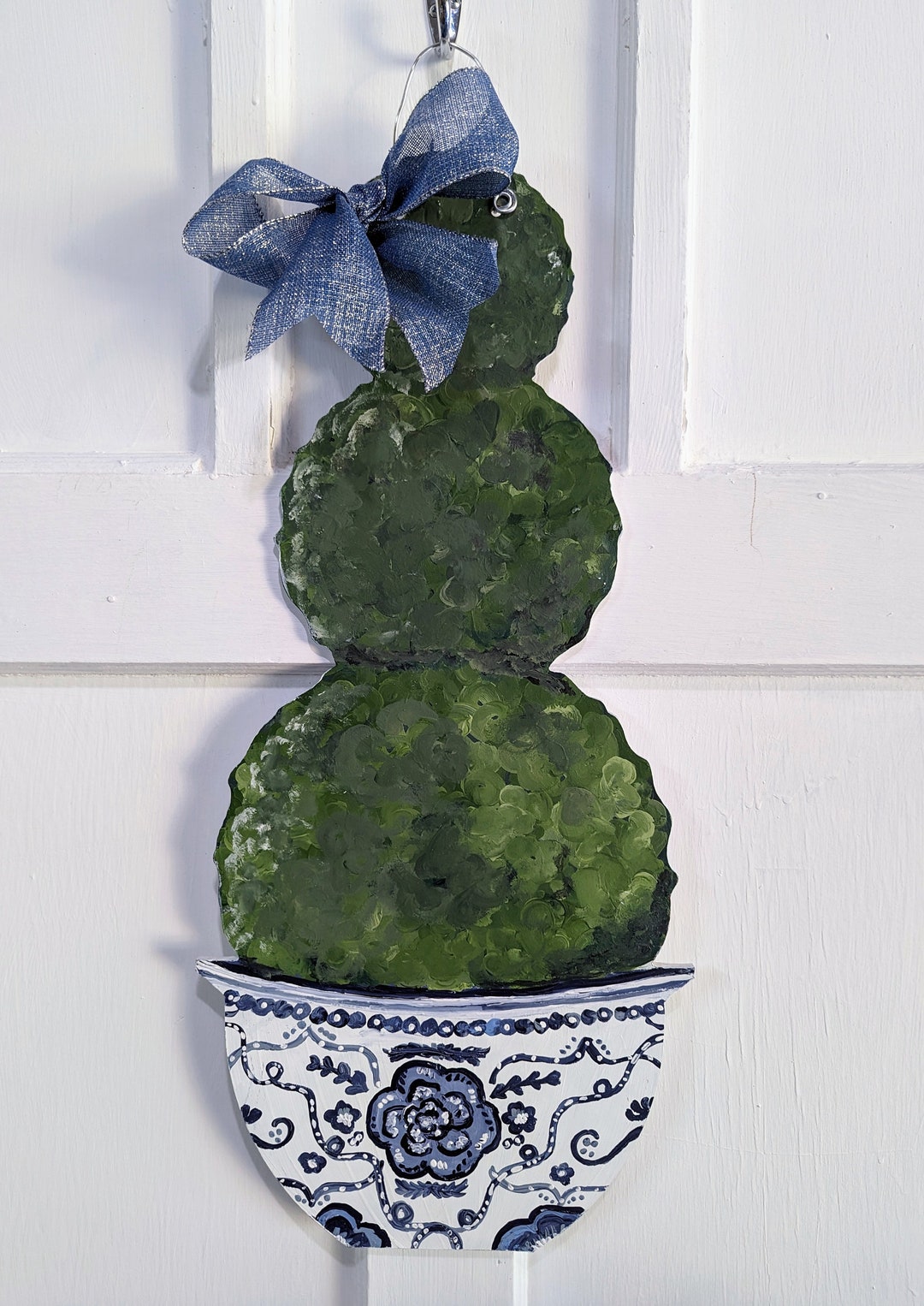 Chinoiserie Stacked Topiary Door Hanger Etsy
