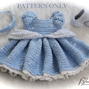 Princess Cinderella Baby Crochet Set PATTERN ONLY - Dress, Heels, & Headband - Size 0 to 3 month - PDF File Instant Download