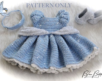 Princess Cinderella Baby Crochet Set PATTERN ONLY - Dress, Heels, & Headband - Size 0 to 3 month - PDF File Instant Download