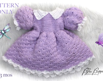 Baby Dress Crochet PATTERN ONLY - Size Newborn to 3 month - PDF File Instant Download