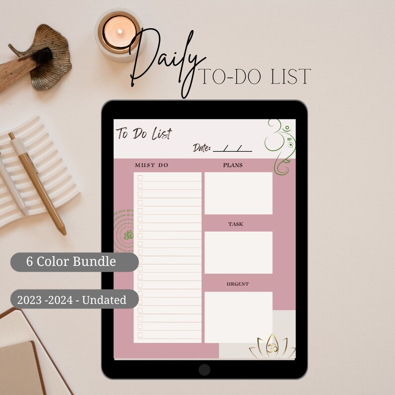 Daily Todo List Digital Download Digital to Do List Task Checklist