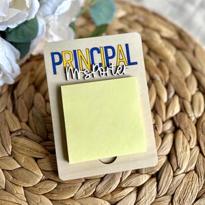 Principal Sticky Note Holder Gift | Custom School Staff Desk Decor | Office Desk Organizer