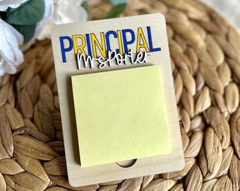 Principal Sticky Note Holder Gift | Custom School Staff Desk Decor | Office Desk Organizer