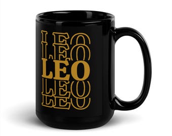 Zodiac Black Mug, Leo Coffee Mug, Zodiac Sign Mug