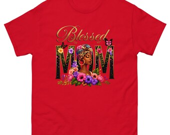 T-shirt Blessed Mom, kleurrijk Moederdag-T-shirt met bloemen