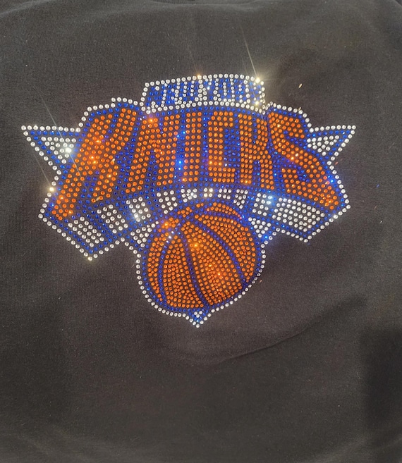 New York Knicks Rhinestone T-shirt, NY Knicks Bling T-shirt, Basketball Tee