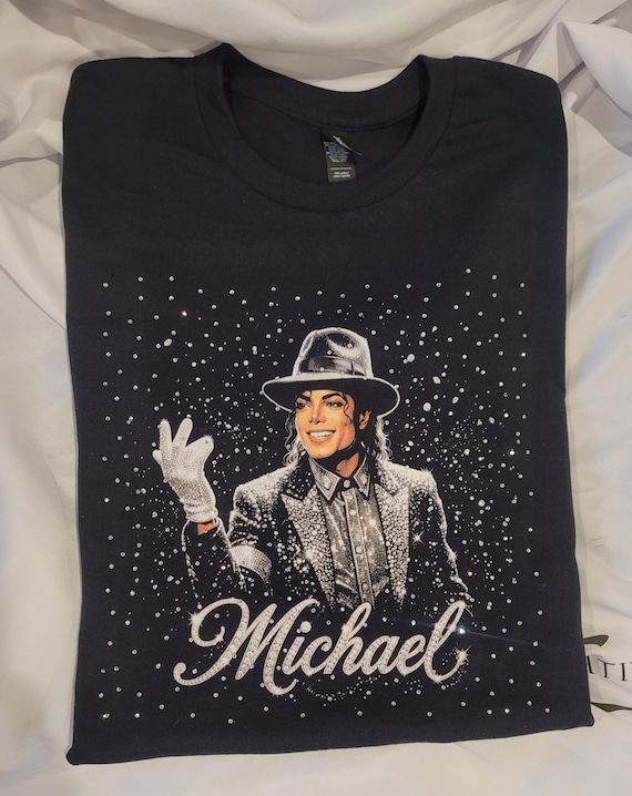 Michael Jackson Black Rhinestone T-shirt, MJ T-shirt, King of Pop