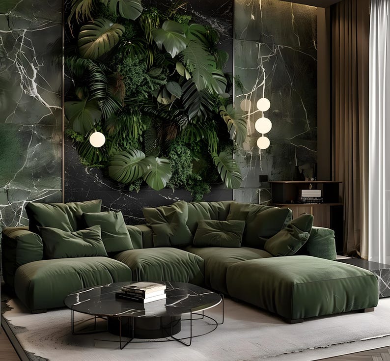 Zoom Backgrounds Green Luxury Elegant Living Room Set Of 4 Photo Inspiration