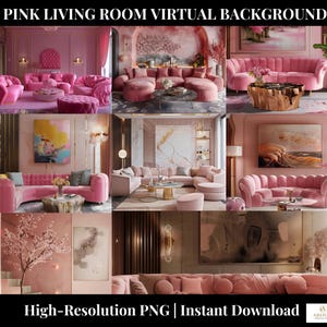 Arrière-plans zoom roses de luxe | Scènes de salon élégantes (téléchargement instantané)