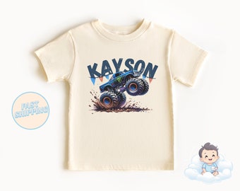 Camiseta infantil personalizada de Monster Truck, Camiseta infantil natural