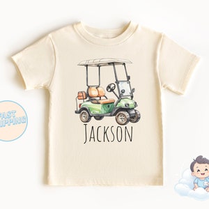 ゴルフカート - パーソナライズされた名前入りTシャツ - かわいいゴルフワンジー - 幼児と若者向けゴルフコースTシャツ - パーソナライズされたゴルフカート - ゴルフシャツ - ゴルフ