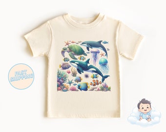 Aquarium - Under The Sea Toddler Shirt - Cute Ocean Creatures Onesie - Boho Natural Kids & Youth Shirts - Ocean Animals - Sea Animals - Sea