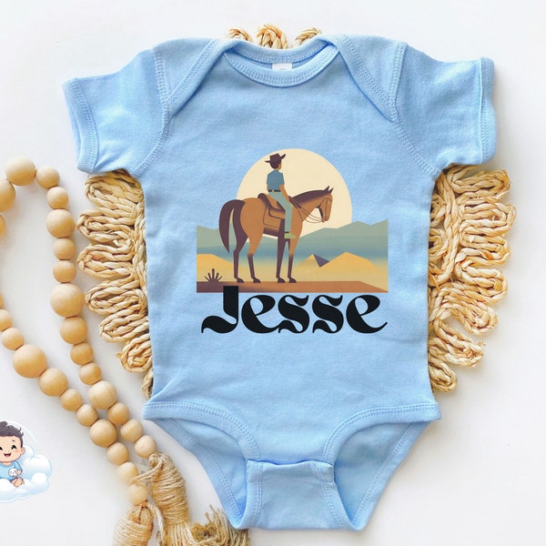 Personalized Boy Shirt - Modern Western Style - Cowboy Western Toddler Shirt - Personalized Infant, Toddler & Youth Natural Tee, Name