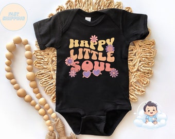 Happy Little Soul - T-shirt style rétro - Chemise Happy pour enfants - T-shirt à fleurs pour enfants - Combinaison à fleurs