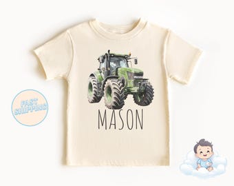 Spersonalizowana koszulka dla malucha z traktorem – Farma, młodzieżowa koszulka w stylu boho