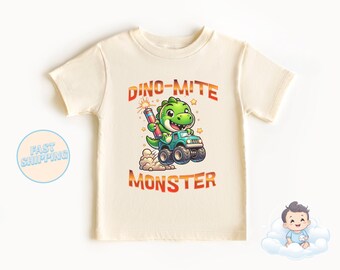 Dinosaurio, Monster Truck, Camiseta para niños pequeños, Mono lindo, Dino Onesie, Monstruo Dino-mite, Monster Jam, Camisa Monster Truck, Camisa de verano para niños