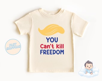 Trump - Não Pode Matar a Liberdade - Camiseta para Crianças e Jovens - Trump Engraçado - Trump Laranja - Cabelo de Elefante Trump - Macacão Trump - Camiseta Trump para Crianças