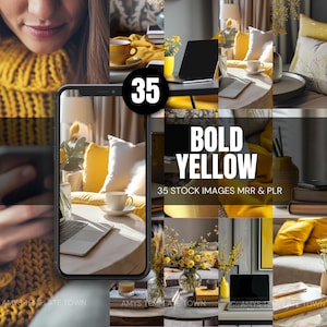 35 Pretty and Bold Yellow Stock Images for Blogging, Instagram, Faceless Digital Marketing Content | DFY Images |MRR & PLR Luxury Aesthetic