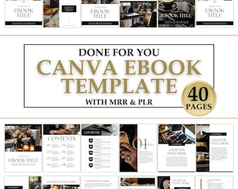 Designer Editable Canva Ebook Template for Digital Product Creators | 40 Pages | Black and Gold Stock Images | Master Resell Rights (MRR)