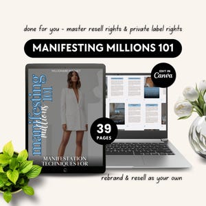 Manifesting Millions 101 eBook | Wealth Mindset and Money Affirmations | Millionaire Mindset Mastery Collection | Edit in Canva | MRR & PLR