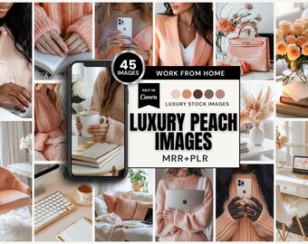 45 Luxury Peach Images Collection | Canva Ready in 3 sizes | Comes with Master Resell Rights and PLR