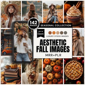 142 Aesthetic Fall Stock Image Collection | Opens in Canva (MRR+PLR) | Instant Download