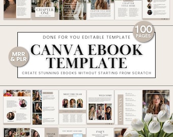 Canva eBook Template with PLR & MRR Rights | 100-Page Editable Design + Bonus Instruction Guide | Aesthetic Earth Tones