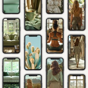 Może przedstawiać: Kolaż zdjęć przedstawiający r&oacute;żne style aranżacji wnętrz. Zdjęcia obejmują salon z zieloną sofą, sypialnię z białym ł&oacute;żkiem, kuchnię z białym blatem, łazienkę z białą wanną i jadalnię ze stołem drewnianym.