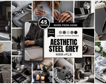 45 Modern Aesthetic Steel Grey Stock Images | Canva (MRR+PLR) | Instant Digital Download