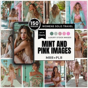 150 Mint and Pink Stock Image Collection | Canva (MRR+PLR) | Instant Download