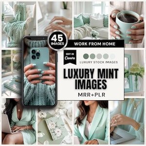 45 Luxury Mint Green Stock Images | Opens in Canva (MRR+PLR) | Instant Download