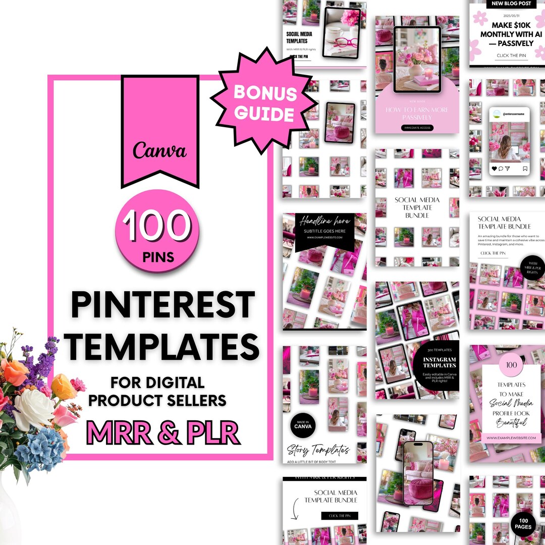 Pinterest Templates: Device Mockups + Marketing Ebook (PLR/MRR Canva ...