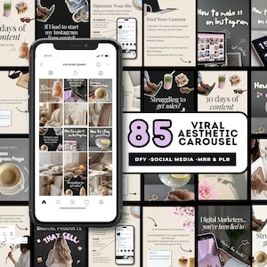 Trendy Aesthetic Cozy Carousels for Instagram & Threads | Done for You | 10 Sets with 4 Bonuses | Editable Canva Templates MRR + PLR | Reels
